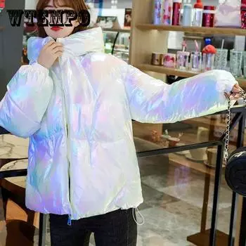 Новая зимняя куртка, пальто, женские парки с капюшоном, блестящая пуховая хлопковая куртка, теплая повседневная парка, стеганое хлопковое пальто, женское XXL