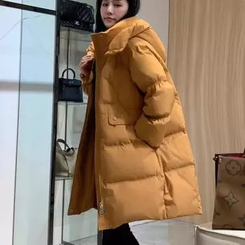 Новая зимняя куртка-пуховик 2024 года женская средняя и длинная из белого утиного пуха, свободная, утолщенная и тонкая, замедляющая старение, модное пальто S recommends 90-57.5kg