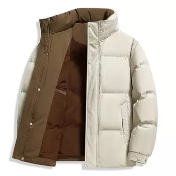 Новая зимняя куртка-пуховик мужская повседневная с воротником-стойкой утолщенная короткая куртка-хлеб мужская зимняя куртка-пуховик M чёрный