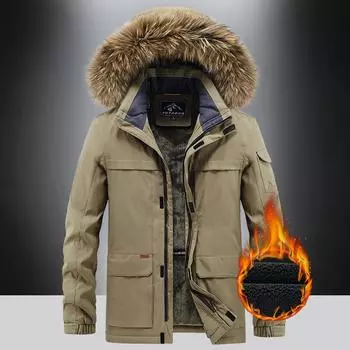 Новая зимняя куртка с хлопковой подкладкой для мужчин, куртка средней длины из бархата и утолщенного хлопкового подклада для молодых мужчин, повседневная ветрозащитная куртка с хлопковой подкладкой M