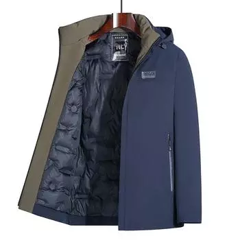 Новая зимняя куртка с хлопковой подкладкой для мужчин, отстегивающийся капюшон для папы среднего возраста, легкая деловая мужская куртка 175