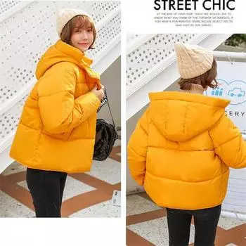 Новая зимняя куртка с капюшоном, женская хлопковая куртка, парки, короткое повседневное пальто, теплая стеганая куртка, парка, женская куртка на молнии, верхняя одежда M красный