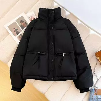 Новая зимняя мода легкая хлопковая куртка-пуховик женская элегантная короткая свободная утолщенная теплая куртка в стиле Харадзюку повседневная уличная одежда M бордовый