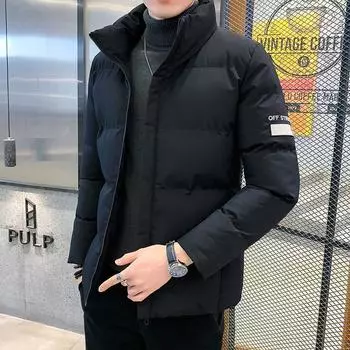 Новая зимняя мужская хлопковая утепленная куртка с хлопковой подкладкой, модная мужская утепленная куртка с толстой теплой корейской версией трендовой хлопковой утепленной куртки на одежде M