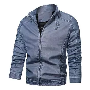 Новая зимняя мужская куртка из искусственной кожи Европейская и американская мотоциклетная одежда Современная крутая куртка из бархатной кожи для мужчин XL жёлтый