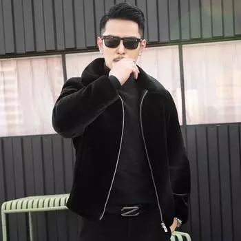 Новая зимняя мужская куртка из норкового бархата с лацканами, утолщенное пальто, мужская шуба из золотистого норкового бархата с интегрированным мехом M