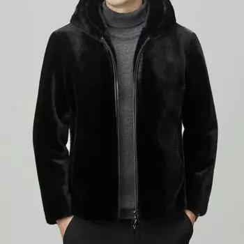 Новая зимняя мужская куртка с капюшоном из искусственной норки золотистого цвета, композиционный мех, бархатная норка, цельный, простой однотонный верх L
