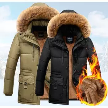 Новая зимняя мужская одежда для мужчин среднего и пожилого возраста, куртка-пуховик Daddy с утолщенным меховым воротником из хлопка M