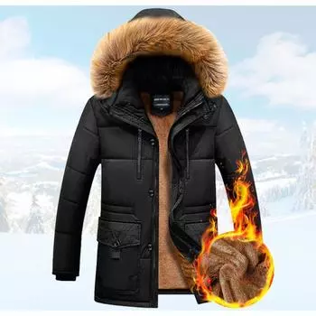 Новая зимняя мужская одежда для мужчин среднего и пожилого возраста, куртка-пуховик Daddy с утолщенным меховым воротником из хлопка M