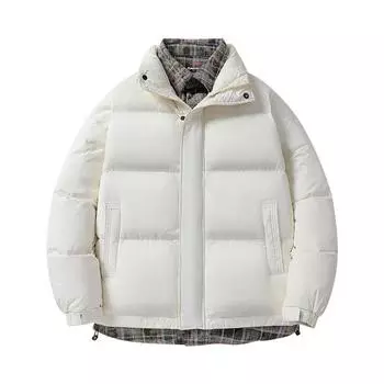 Новая зимняя мужская пуховая куртка, теплый белый утиный пух, свободная и универсальная, воротник-стойка, утолщенная, модная повседневная одежда для хлеба. M