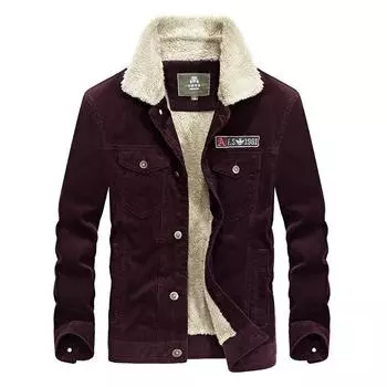 Новая зимняя мужская свободная куртка большого размера из вельвета с воротником-стойкой и флисом, более толстое пальто M
