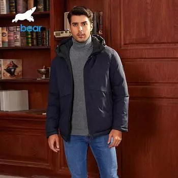 Новая зимняя мужская теплая ветрозащитная куртка Parker, мужское повседневное толстое пальто с капюшоном 46 темно-синий