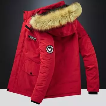 Новая зимняя мужская уличная повседневная утепленная одежда с капюшоном и меховым воротником, мужская камуфляжная одежда большого размера M