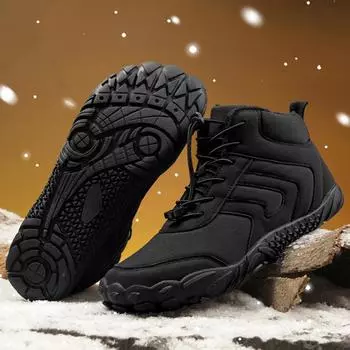 Новая зимняя обувь для мужчин, уличные ботинки, теплые плюшевые повседневные ботинки из оксфорда, нескользящие походные зимние ботинки большого размера 38 чёрный