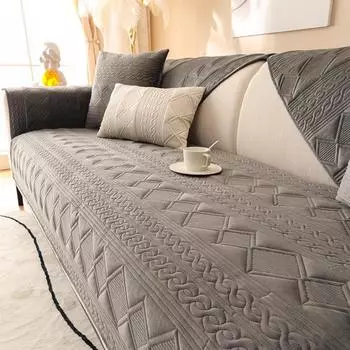 Новая зимняя однотонная вышитая плюшевая подушка для дивана, голландский бархатный коврик для дивана, простота, противоскользящее утолщенное полотенце для дивана 30x50cm pillowcase света загар