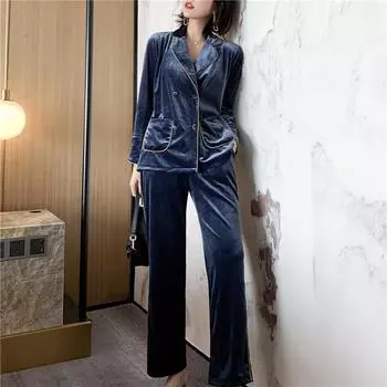 Новая зимняя пижама из 2 предметов, женская велюровая пижама с длинным рукавом, пижамный костюм, теплая бархатная ночная рубашка, ночная одежда, домашняя одежда, ночная рубашка M