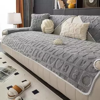 Новая зимняя плюшевая диванная подушка с зимней текстурой в виде букв, стильная теплая диванная подушка, нескользящая, современная, минималистская, чехол для дивана, полотенца 70*70cm