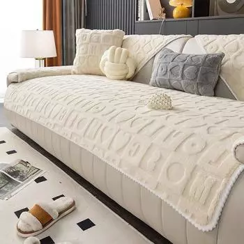 Новая зимняя плюшевая диванная подушка с зимними буквами, текстура, стильная теплая диванная подушка, нескользящая, современный минималистичный чехол для дивана, тканевое полотенце 70*70cm