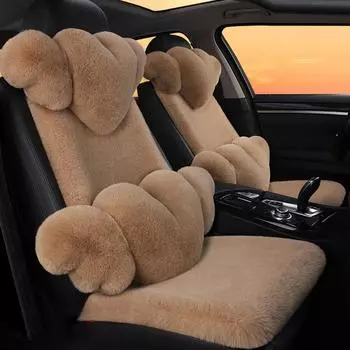 Новая зимняя плюшевая подушка для сиденья автомобиля, подушка для головы в форме сердца, подушка для шеи, подушка для поддержки талии, утолщенный теплый универсальный чехол для сиденья