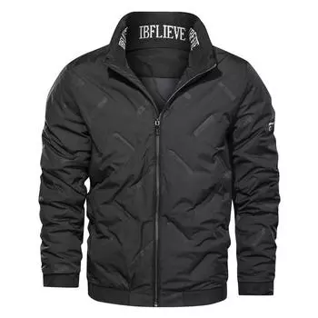 Новая зимняя повседневная мужская белая куртка-пуховик с воротником-стойкой, сплошной цвет, толстое пуховое пальто для мужчин M