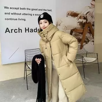 Новая зимняя розовая пуховая хлопковая куртка женская средней длины до колена новая толстая куртка свободного кроя M