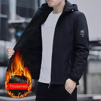 Новая зимняя шерстяная повседневная ветрозащитная куртка с капюшоном, мужское пальто, однотонное пальто, одежда M синий