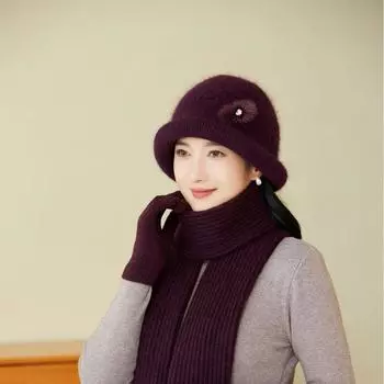 Новая зимняя шерстяная шапка для пожилых людей из флиса, утолщенная, теплая, для защиты ушей, вязаная шапка для мамы, бабушки, кроличья шерсть One size