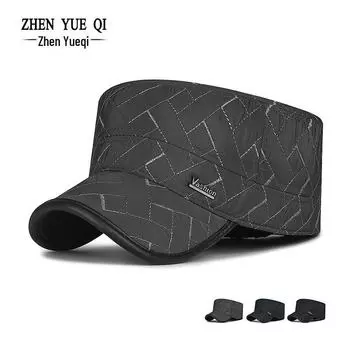 Новая зимняя стеганая шапка Diamond Flat с защитой ушей — ветрозащитная, толстая и теплая для пожилых людей adjustable тёмно-синий