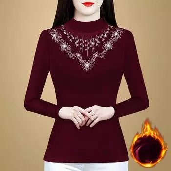 Новая зимняя стильная тонкая базовая рубашка с полувысоким воротом, универсальный топ, темпераментная однотонная футболка с длинными рукавами M