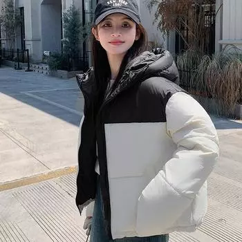 Новая зимняя свободная утолщенная теплая куртка с капюшоном из хлопка, женская короткая пуховая куртка из хлопка M белый