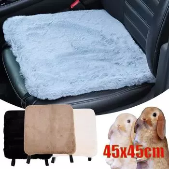 Новая зимняя теплая автомобильная подушка из искусственного меха кролика, чехол для автомобильного сиденья, универсальная плюшевая мягкая, приятная для кожи, нескользящая подушка для автомобильного сиденья серый