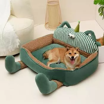 Новая зимняя теплая будка с большими глазами, милый диван-будка, коврик для сна собаки, питомец, будка среднего размера S 55*45cm