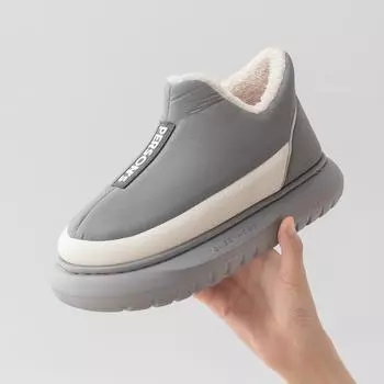 Новая зимняя теплая и нескользящая модная сумка с хлопковыми тапочками и мягкой подошвой для домашнего и внутреннего использования. Обувь из хлопка на толстой подошве для женщин. 36-37 серый