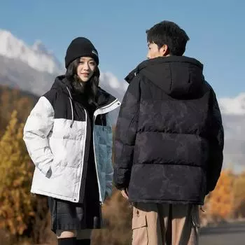 Новая зимняя теплая мужская и женская куртка-пуховик с капюшоном на утином пуху — пушистая, мягкая и подходит для занятий спортом M
