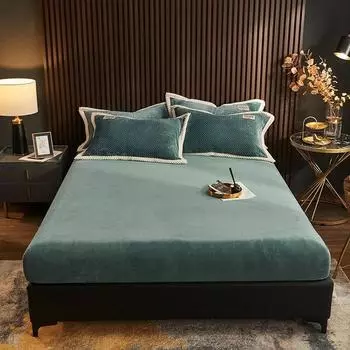 Новая зимняя теплая плюшевая простыня, простая однотонная плотная мягкая молочная флисовая эластичная наматрасница, покрывала, домашний текстиль 120x200cm-bed cover