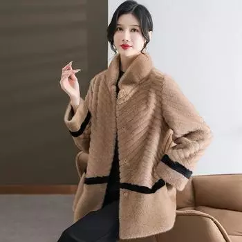 Новая зимняя теплая шуба из искусственного меха норки для мамы для женщин среднего и пожилого возраста, интегрированное меховое пальто 5XL