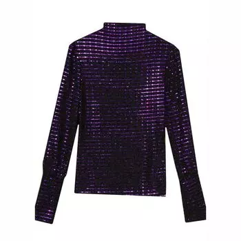 Новая зимняя тяжелая промышленность пайетки универсальная рубашка с длинными рукавами для женщин тонкий пуловер футболка S