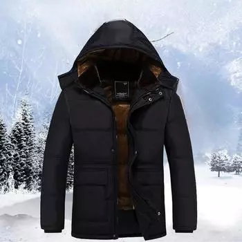 Новая зимняя утепленная мужская куртка из хлопка с флисовой подкладкой XL чёрный