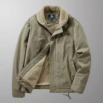Новая зимняя утолщенная бархатная хлопковая куртка из чистого хлопка в стиле ретро, американская повседневная рабочая одежда большого размера M