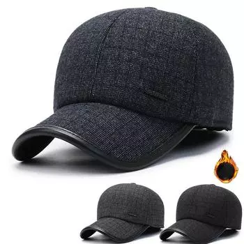 Новая зимняя утолщенная флисовая модная бейсболка для среднего и пожилого возраста, простая трендовая уличная ветрозащитная теплая шапка для защиты ушей 56-61 adjustable