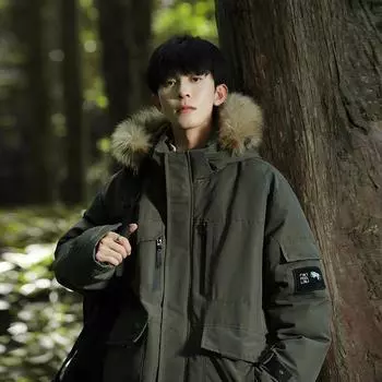 Новая зимняя утолщенная меховая куртка-пуховик с воротником из хлопка, куртка, мужская хлопковая куртка, водонепроницаемая куртка, куртка S