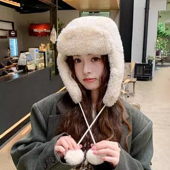 Новая зимняя утолщенная плюшевая шапка для защиты ушей, ветрозащитная шапка-молния, теплая, для катания на лыжах и холода