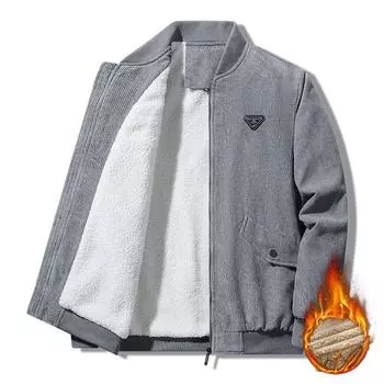 Новая зимняя вельветовая куртка мужская флисовая утолщенная модная повседневная мужская куртка из овечьего флиса с воротником-стойкой модная зимняя одежда M чёрный