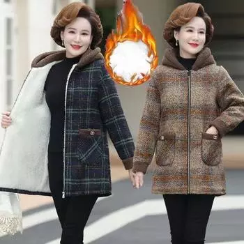 Новая зимняя верхняя одежда, толстая теплая стеганая куртка, женская куртка среднего возраста с капюшоном, пальто Parker M серый