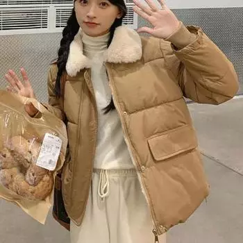 Новая зимняя женская куртка с хлопковой подкладкой, свободные парки с хлопковой подкладкой на молнии, утепленные пальто с карманами S чёрный