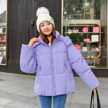 Новая зимняя женская куртка с пышным капюшоном, утолщенная и свободная короткая куртка S чёрный