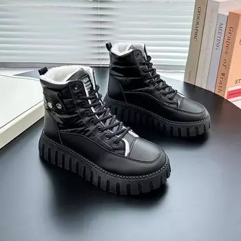Новая зимняя женская обувь, зимние сапоги, противоскользящая обувь, короткие сапоги, утепленная обувь, женские ботинки, теплые плюшевые ботинки до середины икры с высоким берцем 35 белый