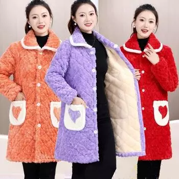 Новая зимняя женская одежда с плюшем, плотная хлопковая подкладка, теплая и свободная посадка, рабочая одежда больших размеров, домашняя хлопковая одежда XL