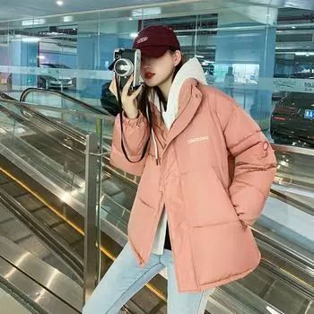 Новая зимняя женская одежда с поддельной хлопковой подкладкой на два пуха S бежевый