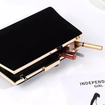 Новая знаменитая дамская сумка для ужина, трапециевидная, для банкета, гала-ужина, цепочка 20.1*12.7*5.6cm чёрный